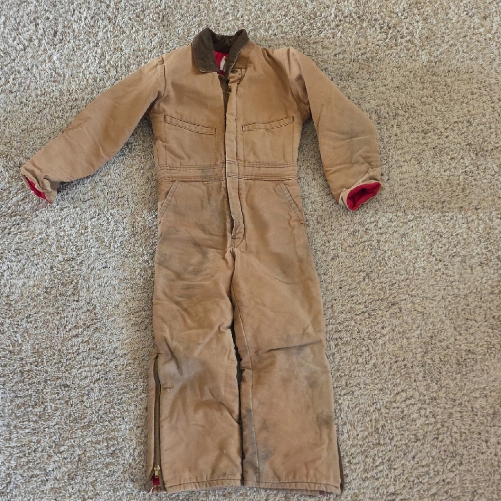 Kids Tan Workwear-Style Insulated Coverall